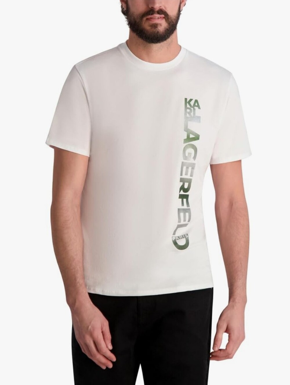 Karl Lagerfeld Crewneck Vertical Karl Logo Graphic Design T-Shirt- L